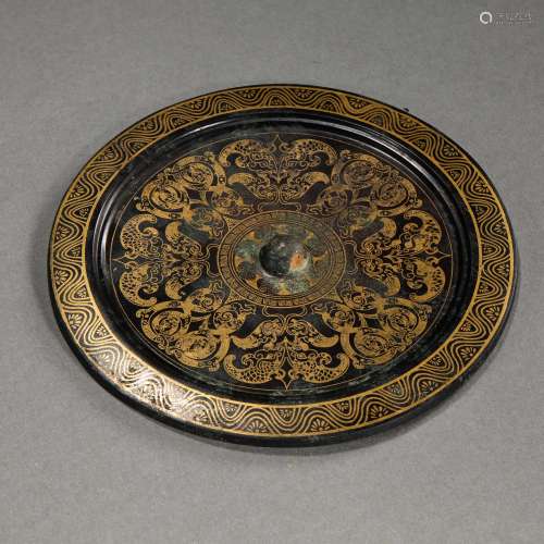 CHINESE MIRROR INLAID WITH GOLD, WARRING STATES PERIOD