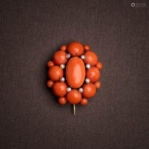 NAPOLEON III CORAL BROOCH