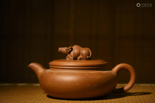Chinese Redware Poem Teapot with Mark