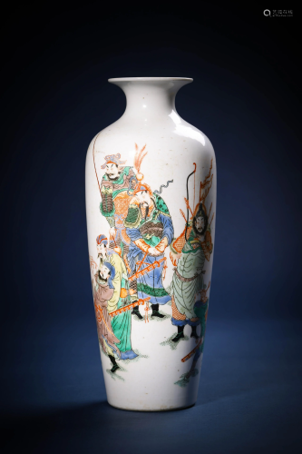 Chinese?Porcelain?Wucai?Hunting?Story?Pattern?Vase