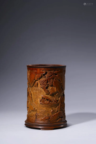 Chinese Bamboo Mountain and River Brush Pot