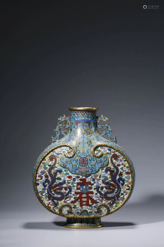 Chinese. A Cloisonne Enamel Vase Marked Qian Long
