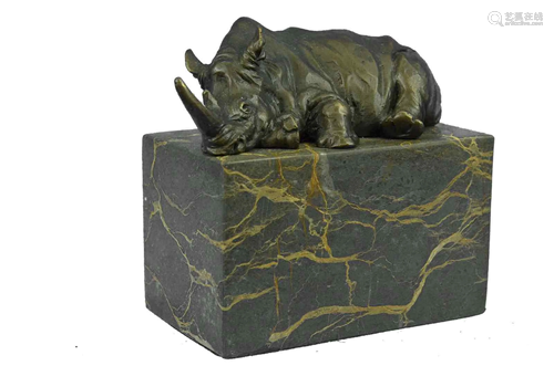 Rhino Bookend Bronze Sculpture