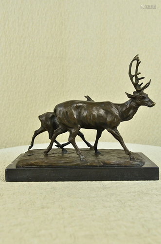 R.Bogatti Elk Deer Bronze Sculpture