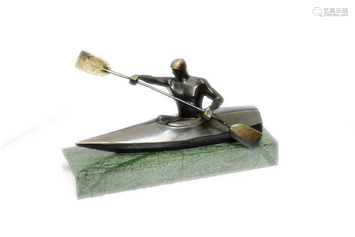 Nick Canoeing Bronze Sculpture