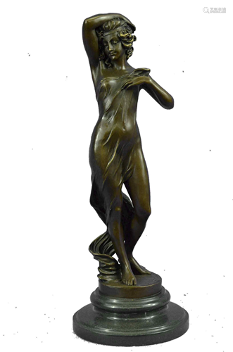 J.Cassaigne Draped Lady Bronze Sculpture