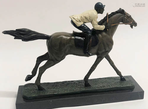 MILO JOCKEY RIDING HORSE BRONZE STATUE