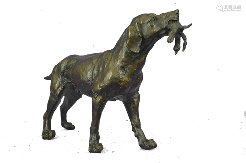 Truffor Hunting Dog Bronze Statue