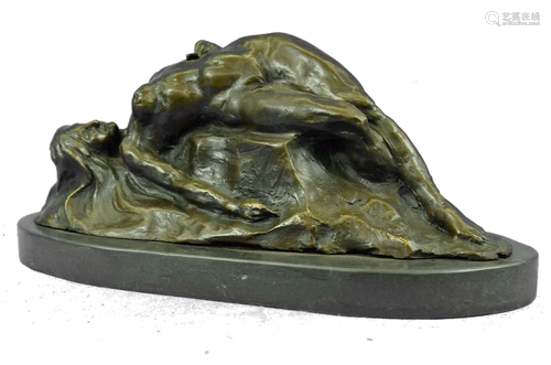 Abstract Nude Female on Rock Bronze