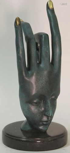 Dali Special Patina Statue Hand Face Bronze