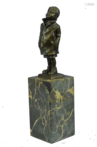 Boy in Rain Bronze Bookend