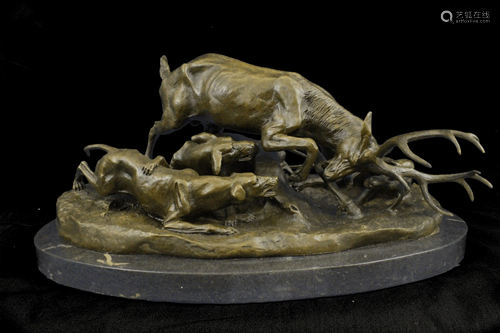 Barye Elk Stag Bronze Statue