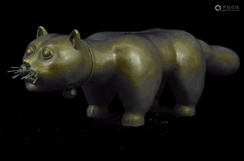 Fat Cat Botero Inspired Bronze Sculpture