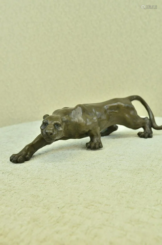 Barye Cougar Bronze Sculpture