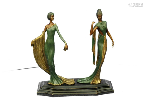 J.Erte Two Diva Sexy Goddesses Bronze