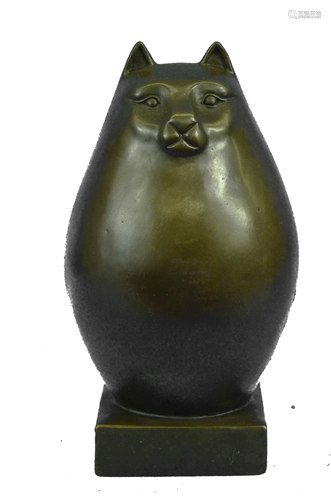 Milo Fat Cat Abstract Bronze Sculpture