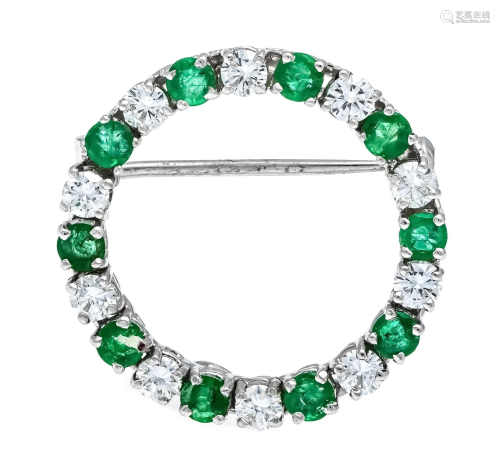 Emerald diamond pendant/brooch