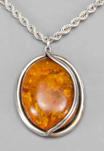 Large oval amber pendant with