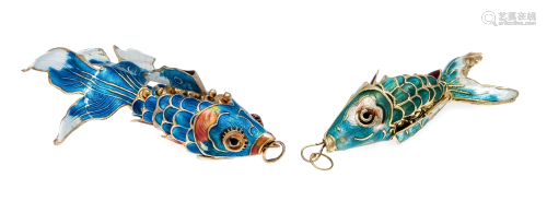 2 enamel pendants depicting 2