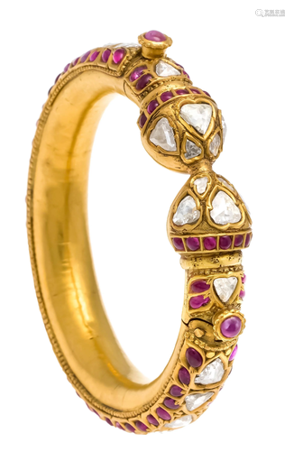 Ruby diamond hinged bangle GG