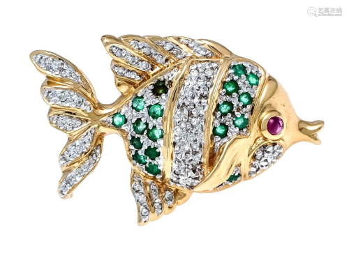 Emerald ruby diamond brooch fi