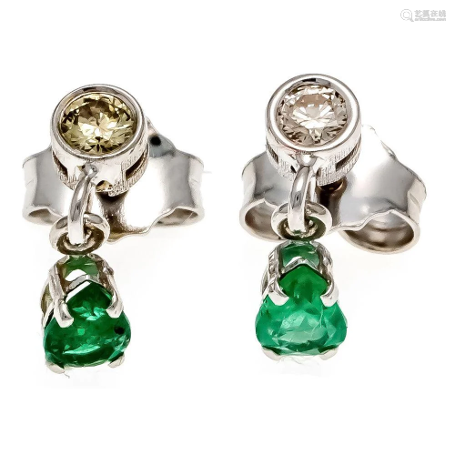Emerald diamond stud earrings