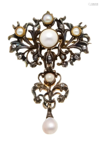 Antique pearl diamond brooch m