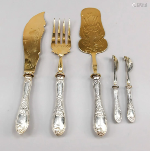 Set of five pieces of cutlery,