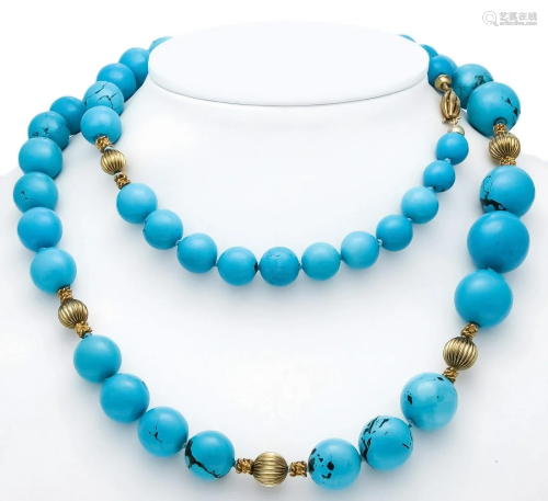 Turquoise necklace with pin cl