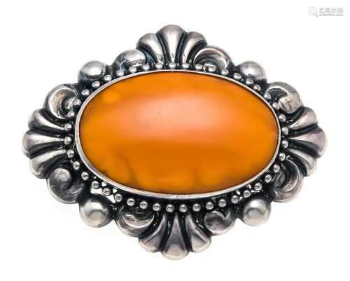 Amber brooch silver 800/000 wi