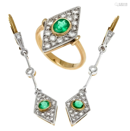 Emerald diamond set GG/WG 750/