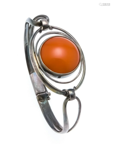 Amber bangle silver, with a ro