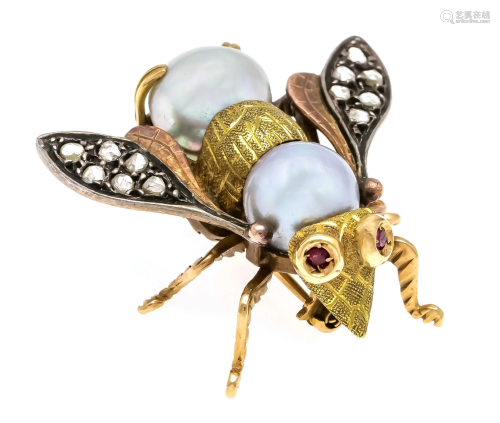Ruby pearl diamond brooch bee