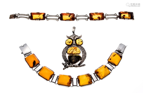 Amber set silver 925/000 with