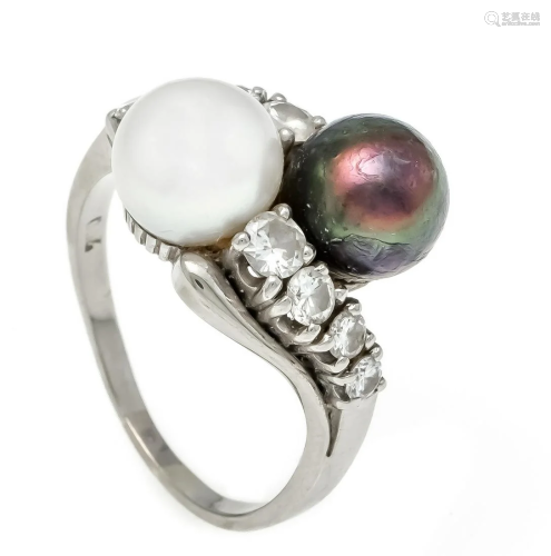 Pearl-cut diamond ring WG 750/