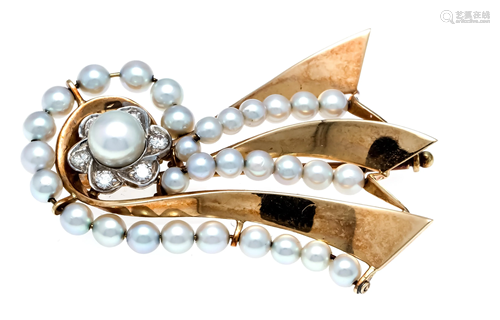 Pearl and diamond brooch GG/WG