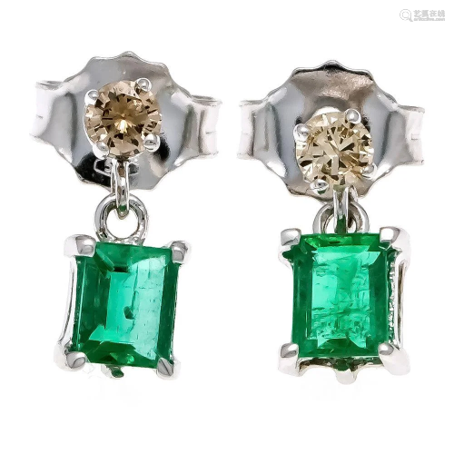 Emerald diamond stud earrings