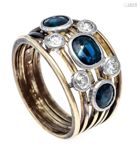 Sapphire old cut diamond ring