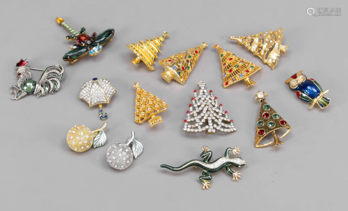14 costume jewelry brooches, m