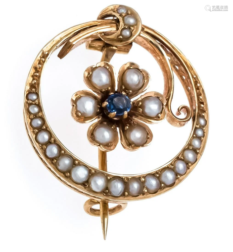 Sapphire pearl brooch GG 585/0