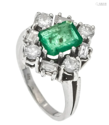 Emerald diamond ring WG 585/00
