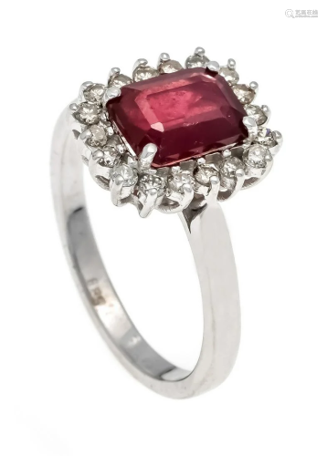 Ruby diamond ring WG 585/000 w