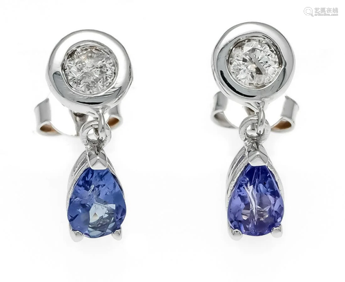 Tanzanite diamond stud earring