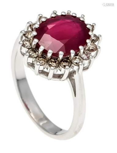 Ruby diamond ring WG 585/000 w