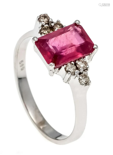 Ruby diamond ring WG 585/000 w