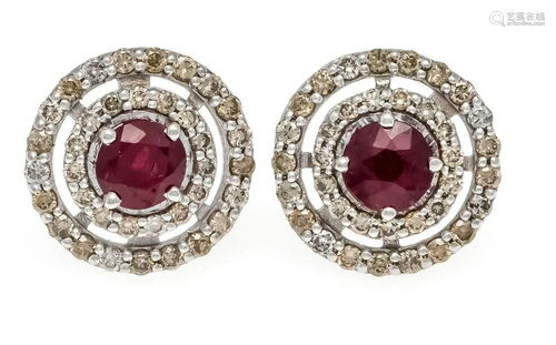 Ruby diamond stud earrings WG