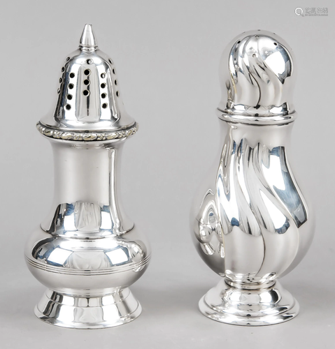 Two sugar shakers, 20th c., pl