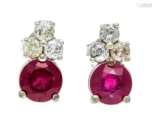 Ruby diamond stud earrings WG