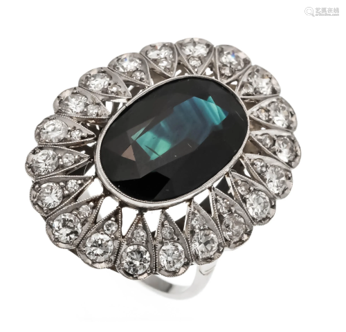 Sapphire diamond ring platinum