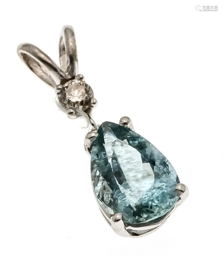 Aquamarine diamond pendant WG